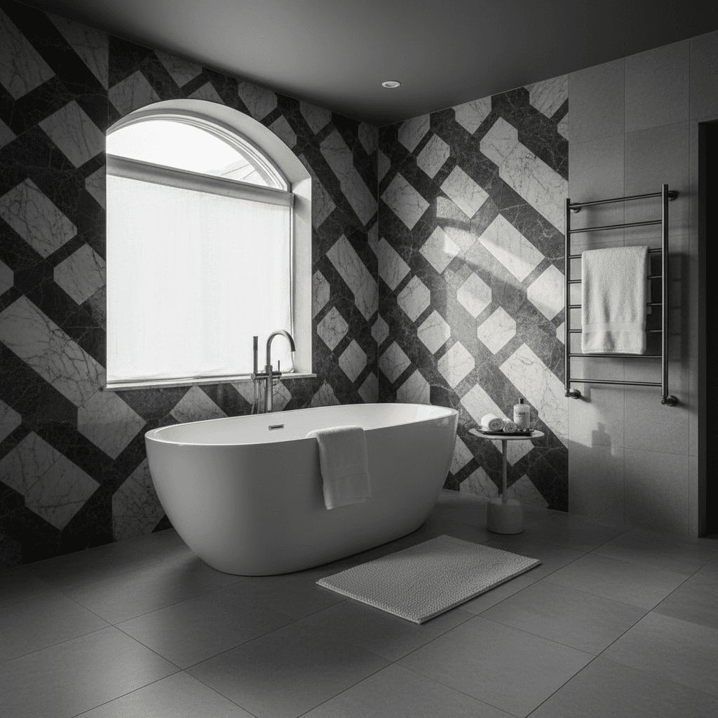 Contemporary bathroom with luxury soaking tub